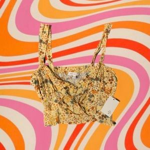 Flower Power Coquette Yellow Floral Blouse Top!